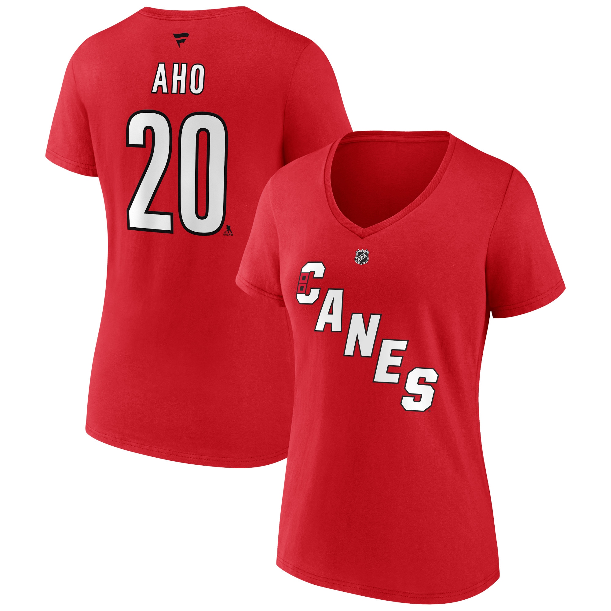 Women's Fanatics Sebastian Aho Red Carolina Hurricanes Special Edition 2.0 Name \u0026 Number V-Neck T-Shirt